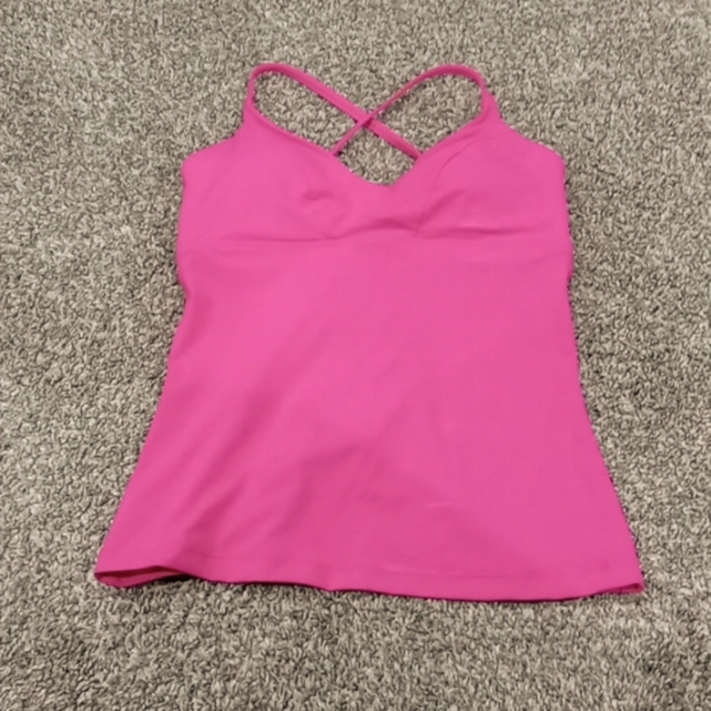 Athleta Strappy Back Triangle Tankini Top In Electric Fuchsia Size S A-C NWT - Picture 3 of 4